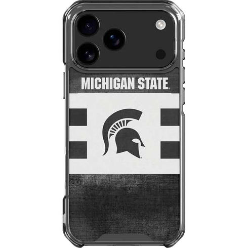 Michigan State University Black and White Stripes iPhone 18 Pro Max Clear Case