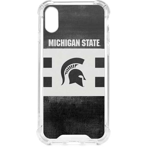 Michigan State University Black and White Stripes iPhone XS Clear Case