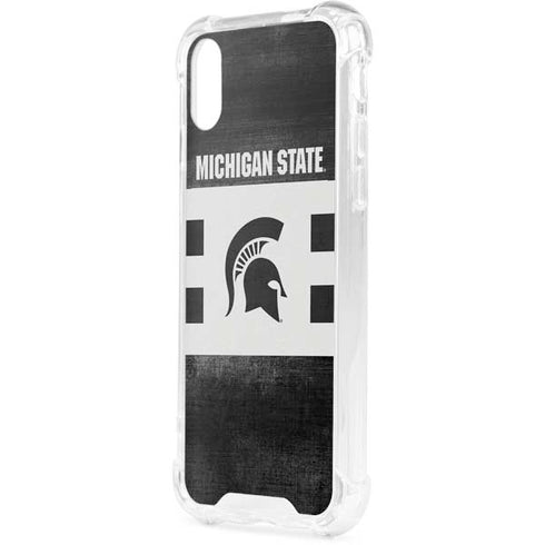 Michigan State University Black and White Stripes iPhone XS Clear Case