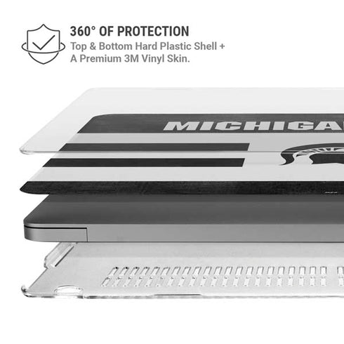 Michigan State University Black and White Stripes MacBook Pro 14in (2021-24) Case plus Skin