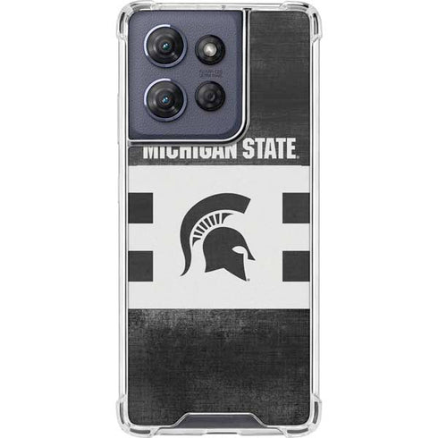 Michigan State University Black and White Stripes Moto G 5G (2025) Clear Case
