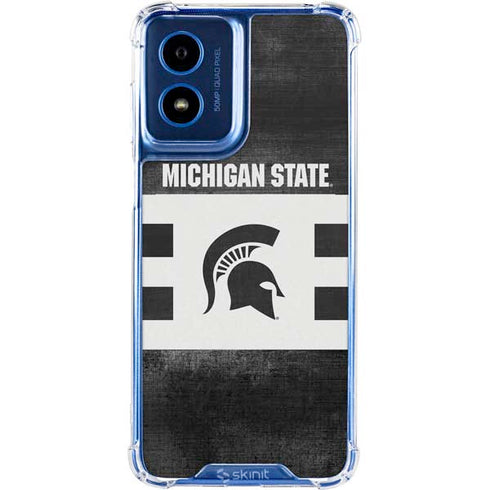 Michigan State University Black and White Stripes Moto G 5G (2024) Clear Case