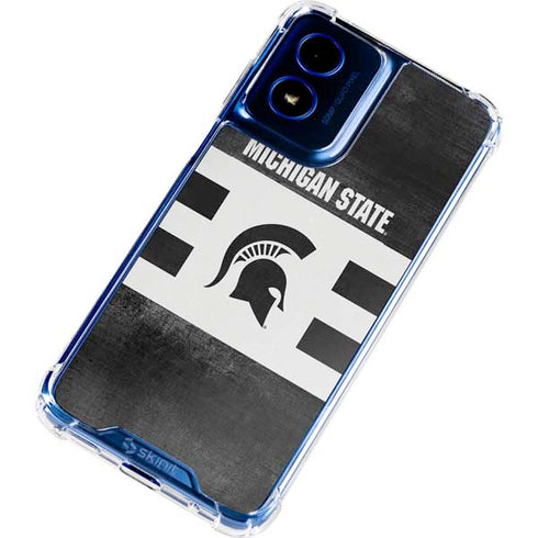 Michigan State University Black and White Stripes Moto G 5G (2024) Clear Case