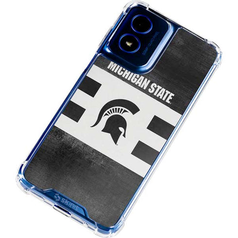 Michigan State University Black and White Stripes Moto G Play 4G (2024) Clear Case
