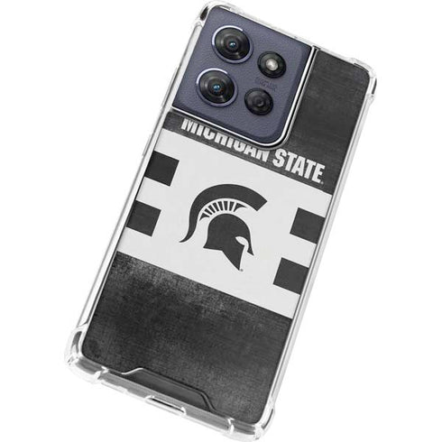 Michigan State University Black and White Stripes Moto G Play 5G (2025) Clear Case