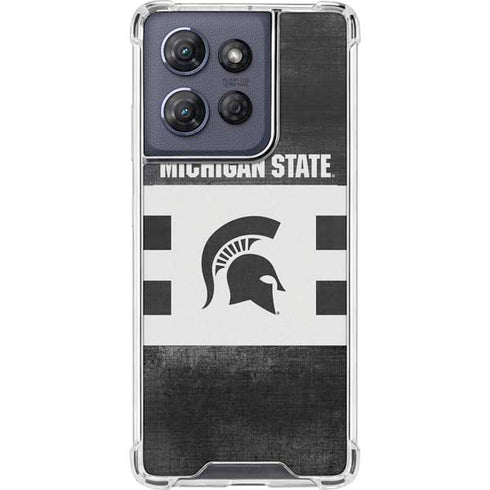 Michigan State University Black and White Stripes Moto G Power 5G (2025) Clear Case