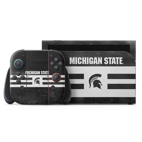 Michigan State University Black and White Stripes Nintendo Switch 2 (2025) with Joy-Con Skin
