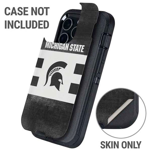 Michigan State University Black and White Stripes Otterbox Defender iPhone Skin