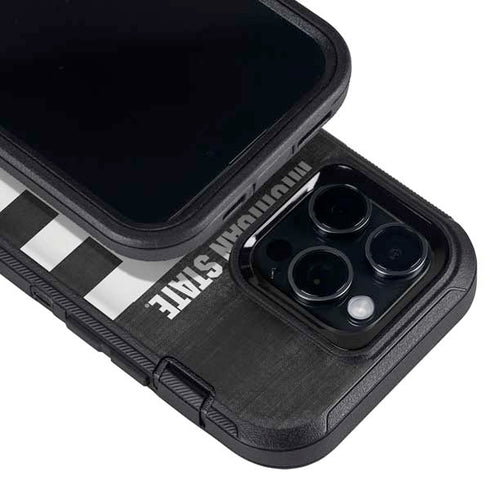 Michigan State University Black and White Stripes Otterbox Defender iPhone Skin