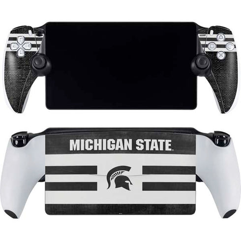 Michigan State University Black and White Stripes PlayStation Portal Remote Player Skin