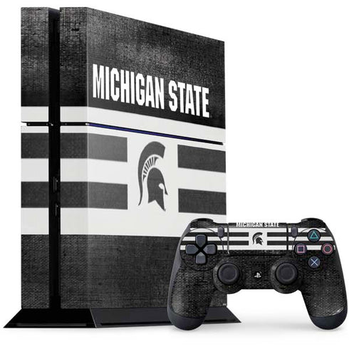 Michigan State University Black and White Stripes PS4 Console and Controller Bundle Skin