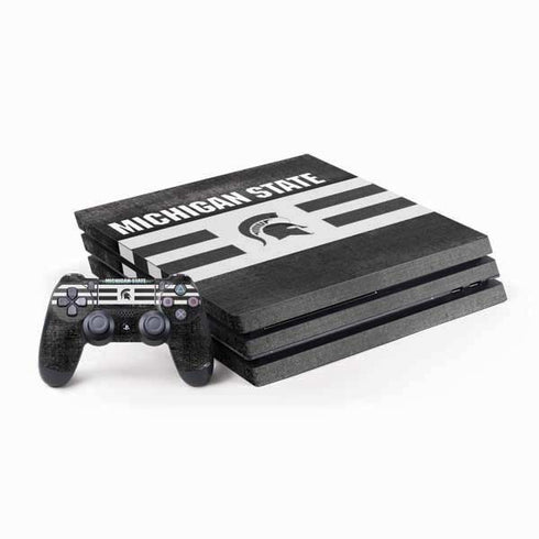 Michigan State University Black and White Stripes PlayStation PS4 Skins