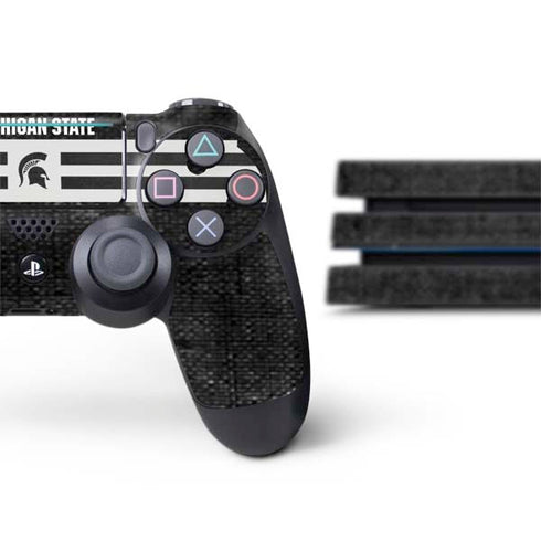 Michigan State University Black and White Stripes PS4 Pro Bundle Skin