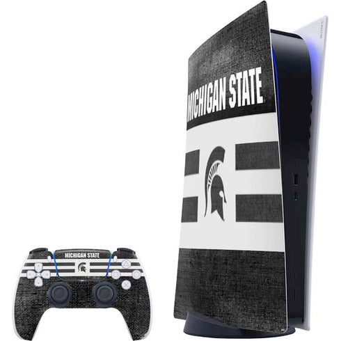 Michigan State University Black and White Stripes PlayStation PS5 Skins