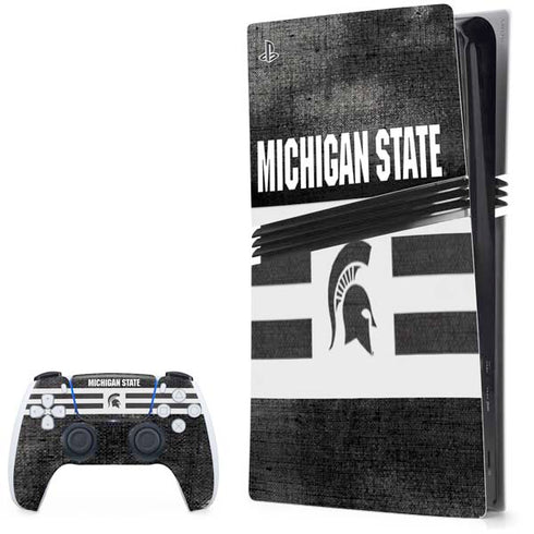 Michigan State University Black and White Stripes PS5 Pro Bundle Skin