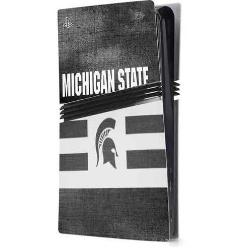 Michigan State University Black and White Stripes PS5 Pro Console Skin