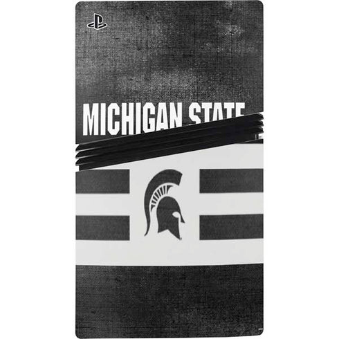 Michigan State University Black and White Stripes PS5 Pro Console Skin