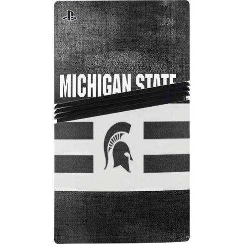 Michigan State University Black and White Stripes PS5 Pro Disk Console Skin