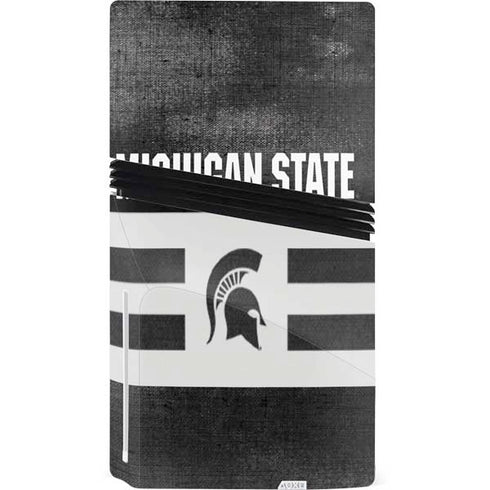 Michigan State University Black and White Stripes PS5 Pro Disk Console Skin