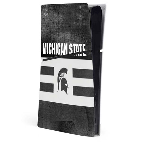 Michigan State University Black and White Stripes PlayStation PS5 Skins