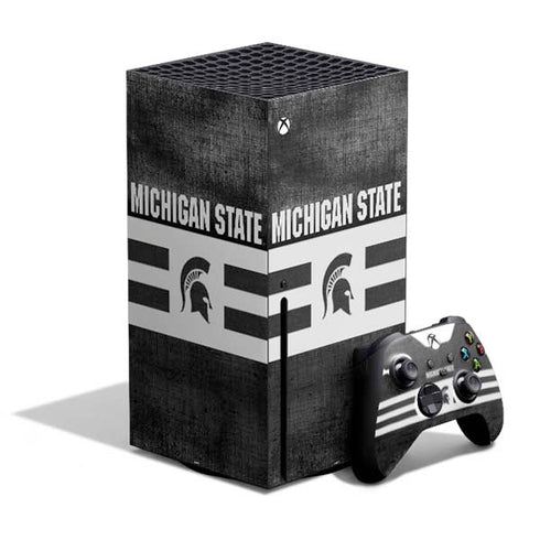 Michigan State University Black and White Stripes Xbox Series X Skins