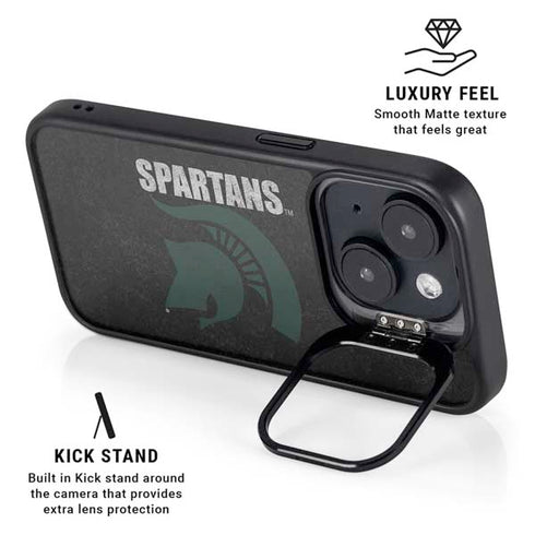 Michigan State University Bold Spartans Logo iPhone 14 Plus Kickstand Case