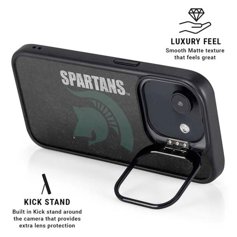 Michigan State University Bold Spartans Logo iPhone 16e Kickstand Case