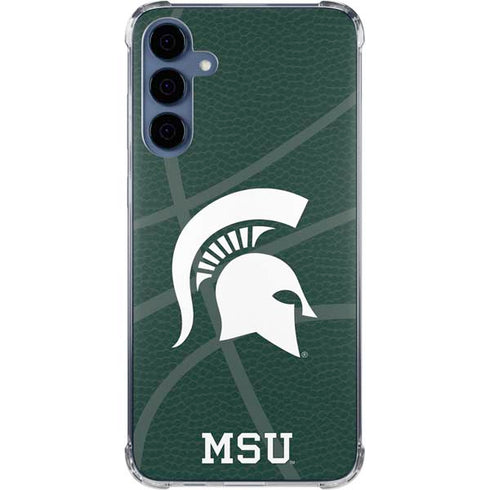 Michigan State University Green Basketball Galaxy A55 5G Clear Case