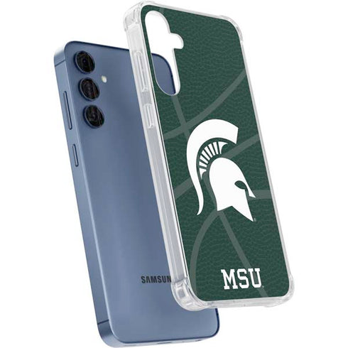 Michigan State University Green Basketball Galaxy A55 5G Clear Case