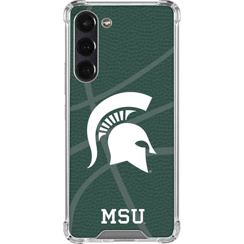 Michigan State University Green Basketball Galaxy S24 FE Clear Case
