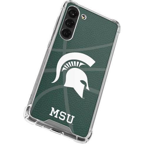 Michigan State University Green Basketball Galaxy S24 FE Clear Case