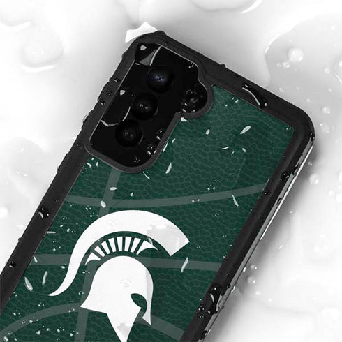 Michigan State University Green Basketball Galaxy S24 Plus Waterproof Case