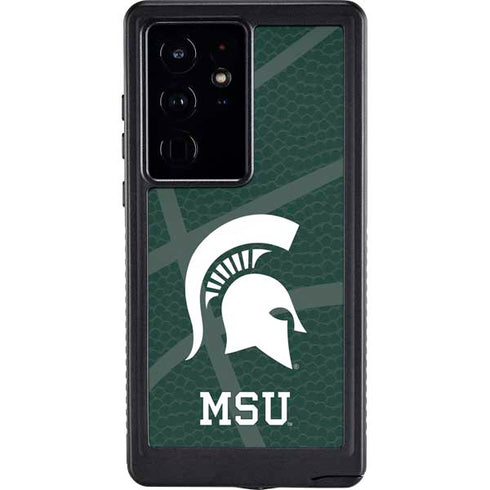 Michigan State University Green Basketball Galaxy S24 Ultra Waterproof Case