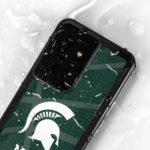 Michigan State University Green Basketball Galaxy S24 Ultra Waterproof Case