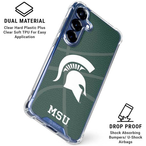 Michigan State University Green Basketball Galaxy S25 Clear Case