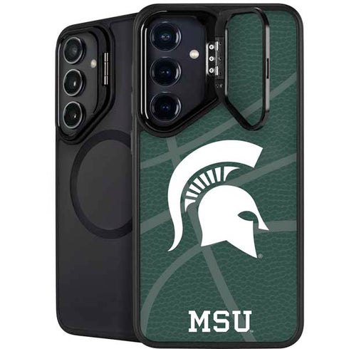 Michigan State University Green Basketball Galaxy S25 FE Kickstand Case