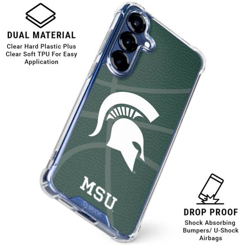 Michigan State University Green Basketball Galaxy S25 Plus Clear Case