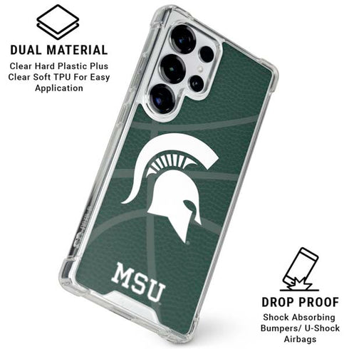 Michigan State University Green Basketball Galaxy S25 Ultra Clear Case