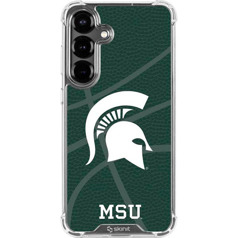Michigan State University Green Basketball Galaxy S26 Clear Case