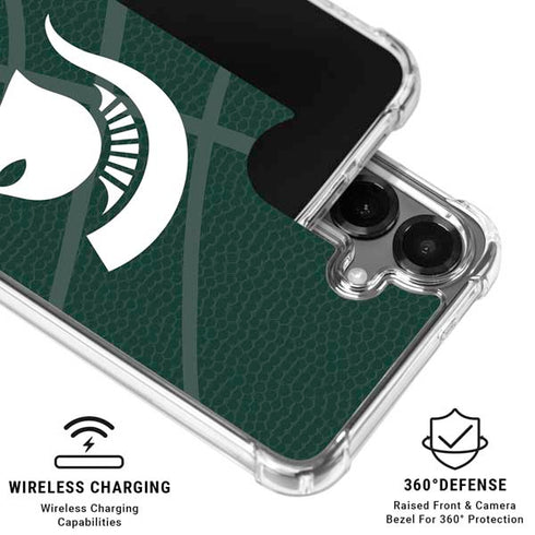 Michigan State University Green Basketball Galaxy S26 Clear Case