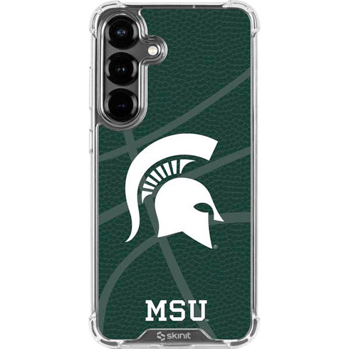 Michigan State University Green Basketball Galaxy S26 Plus Clear Case