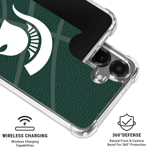 Michigan State University Green Basketball Galaxy S26 Plus Clear Case