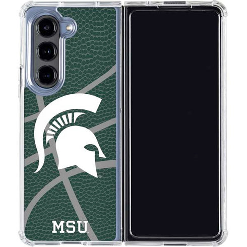 Michigan State University Green Basketball Galaxy Z Fold5 5G Clear Case