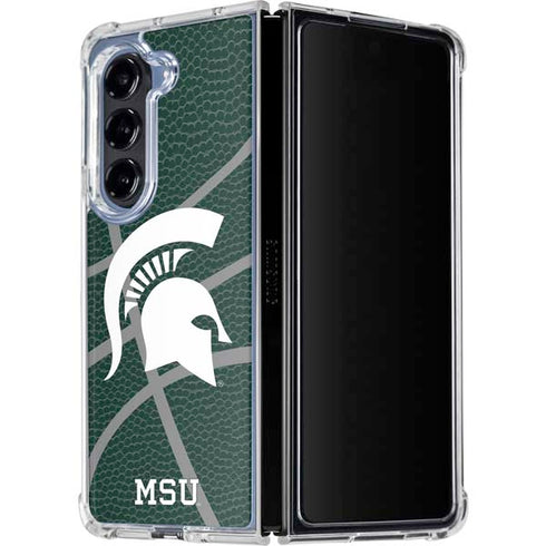 Michigan State University Green Basketball Galaxy Z Fold5 5G Clear Case