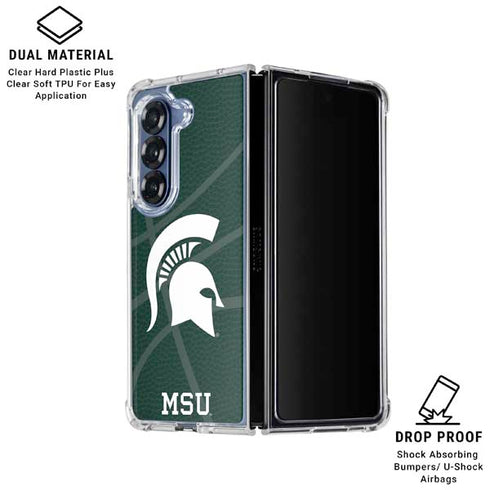 Michigan State University Green Basketball Galaxy Z Fold6 Clear Case