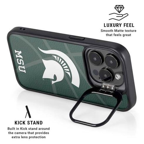 Michigan State University Green Basketball iPhone 13 Pro Kickstand Case