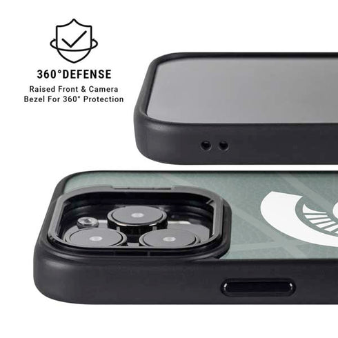 Michigan State University Green Basketball iPhone 15 Pro Kickstand Case
