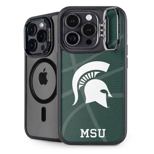 Michigan State University Green Basketball iPhone 15 Pro Max Kickstand Case