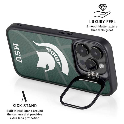 Michigan State University Green Basketball iPhone 15 Pro Max Kickstand Case