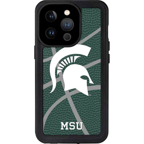 Michigan State University Green Basketball iPhone 15 Pro Waterproof Case
